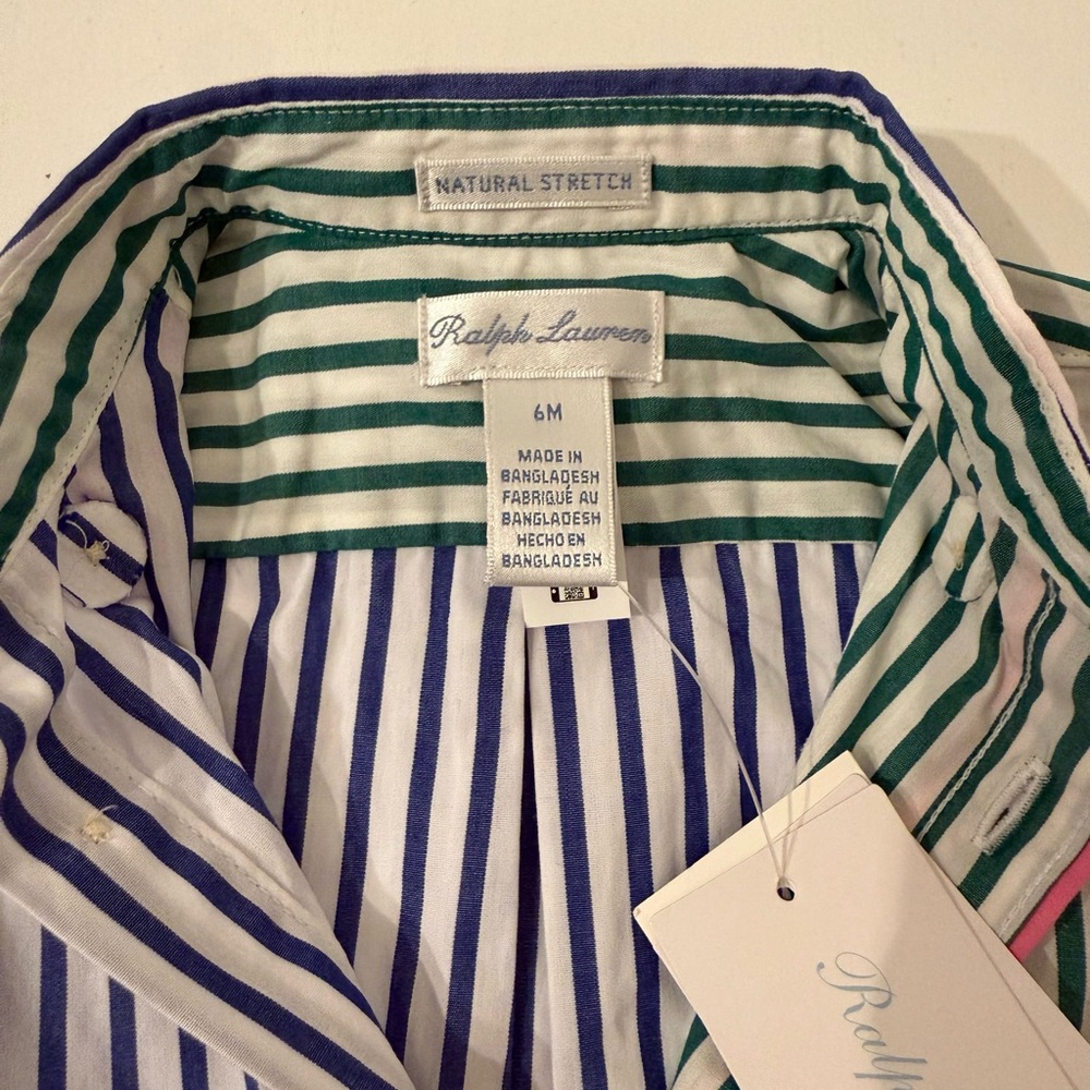 6M NWT Ralph Lauren Baby Boy Striped Cotton Poplin Shirt - Picture 3 of 3